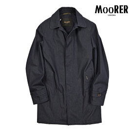 【春夏先行セール】【半額以下】 ムーレー MOORER VITTOR-VN ステンカラーコート フライフロント 春夏 秋 3シーズン メンズ ライトアウター 高機能コットンストレッチ ネイビー イタリア ブランド MADE IN ITALY