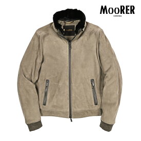 【SALE】 ムーレー MOORER CELOTTI-UR スエードダウンジャケット 秋冬 メンズ アウター レザー 100% グレージュ イタリア ブランド MADE IN ITALY