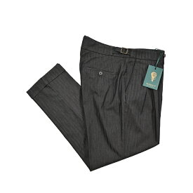 【新春初売り】【半額以下】 ベルウィッチ BERWICH SCOTCH 2P スコッチ コットンスラックス ツータック パンツ 春夏 メンズ シャンブレー コットン 100% シャドーストライプ チャコールグレー イタリア ブランド MADE IN ITALY