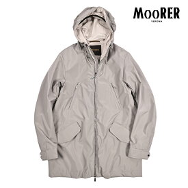 【クーポンで半額】 ムーレー MOORER ALVIN-STP フーディー ジップアップレインコート 春夏 秋 3シーズン メンズ ライトアウター ACQUA PROOF 防水透湿 ポリエステル 100% グレージュ イタリア ブランド MADE IN ITALY