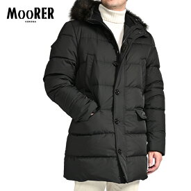 【P10倍】 ムーレー MOORER 【2025-26年 秋冬新作】 BARBIERI WK ACQUA RESISTANT 撥水透湿 ダウンコート リアルファーフーディー 秋冬 メンズ アウター ポリエステル 100% ブラック イタリア ブランド MADE IN ITALY