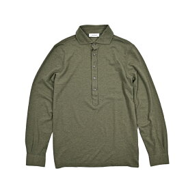 【半額以下】 グランサッソ GRAN SASSO 【2025年 春夏新作】 長袖 鹿の子ポロシャツ 春夏 秋 3シーズン メンズ 台襟ポロ ドレスポロ カノコ ピケ ナチュラルストレッチ コットン 100% 杢グリーン イタリア ブランド MADE IN ITALY