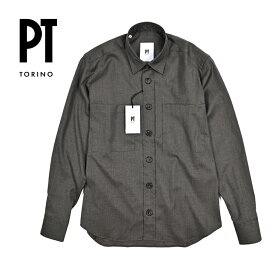 【P10倍】 ピーティートリノ PT TORINO 【2025-26年 秋冬新作】 カジュアルシャツ シャツジャケット レギュラーカラー 長袖 秋冬 春 3シーズン メンズ ヴァージンウール レーヨン ストレッチ グレー イタリア ブランド PT01 MADE IN ITALY