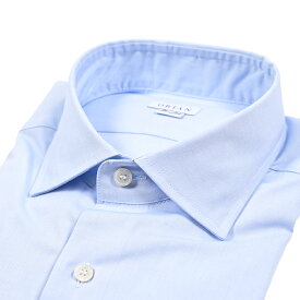 【秋冬先行セール】【P10倍】 オリアン ORIAN 【2025-26年 秋冬新作】 ドレスシャツ ワイシャツ ワイドカラー 長袖 メンズ Slim Fit スリムフィット コットン 100% ブルー イタリア ブランド