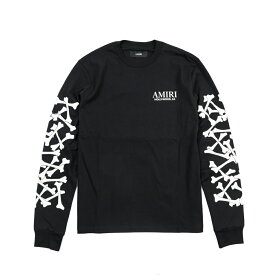 アミリ AMIRI 【2026-27年 秋冬新作】 BONES STACKED LONG SLEEVE TEE 長袖 Tシャツ ロンT カットソー クルーネック オールシーズン メンズ コットン 100% ロゴ ブラック アメリカ ブランド MADE IN ITALY