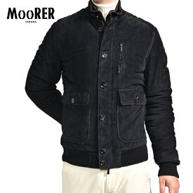 【スーパーSALE】【半額以下】 ムーレー MOORER MAGNO-UR スエードレザー ダウンフライトジャケット 秋冬 メンズ アウター ラムレザー 100％ ネイビー イタリア ブランド MADE IN ITALY