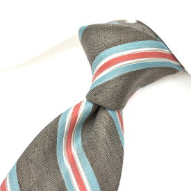 【半額以下】【P20倍】 レコパン Les copains ネクタイ メンズ シルク 100% レジメンタル グレー イタリア ブランド MADE IN ITALY ギフト プレゼント ビジネス
