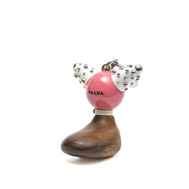 【スーパーSALE】 プラダ PRADA バッグチャーム キーホルダー キーリング ストラップ付き メンズ レディース 男女兼用 ロボット メタル ウッド ピンク イタリア ブランド MADE IN ITALY ギフト プレゼント ラッピング無料