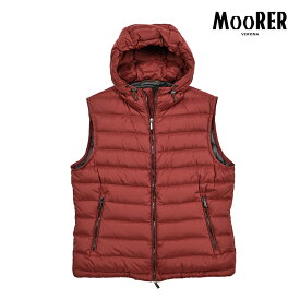【スーパーSALE】【半額以下】 ムーレー MOORER BLAKE-S3 ブレイク ダウンベスト フード付き ウルトラライトブルゾン 春 秋 3シーズン メンズ ライトアウター 撥水 高機能ストレッチナイロン レッド MADE IN ITALY