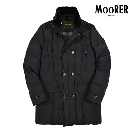 【SALE】 ムーレー MOORER MORRIS-KN ACQUA RESISTANT 撥水透湿 ダウンコート ダブルブレスト ファー 秋冬 メンズ アウター ストレッチマットナイロン ブラック イタリア ブランド MADE IN ITALY