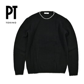 【半額以下】 ピーティートリノ PT TORINO カシミヤ混 ニットセーター クルーネック ミドルゲージ 長袖 秋冬 メンズ ヴァージンウール カシミヤ ブラック イタリア ブランド PT01 MADE IN ITALY