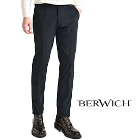 【新春初売り】【半額以下】 ベルウィッチ BERWICH MORELLO モレロ コットンスラックス ノータック パンツ 秋冬 メンズ コットン ストレッチ ネイビー イタリア ブランド MADE IN ITALY