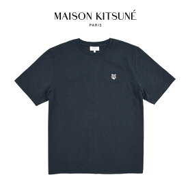 【SUMMER SALE】 メゾンキツネ MAISON KITSUNE 【2026年 春夏新作】 フォックスヘッド ジャージーTシャツ クルーネック コンフォートフィット カットソー 半袖 春夏 メンズ オーガニックコットン 100% 刺繍パッチ ネイビー フランス パリ ブランド