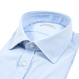 【P10倍】 ギローバー GUY ROVER 【2025-26年 秋冬新作】 ドレスシャツ ワイシャツ ワイドカラー 長袖 メンズ 表前立て プラケットフロント ストレッチ ナイロン ブルー イタリア ブランド MADE IN ITALY