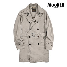 【春夏先行セール】【半額以下】 ムーレー MOORER MELFI-WK トレンチコート スプリングコート ダブルブレスト 春夏 メンズ ライトアウター ACQUA RESISTANT 撥水透湿 ポリエステル 100% グレージュ イタリア ブランド MADE IN ITALY