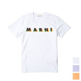 マルニ MARNI 3D MARNIプリント コットンTシャツ レタリングロゴ クルーネック 半袖 春夏 メンズ コットン 100% ホワイト パープル オレンジ 3色展開 イタリア ブランド
