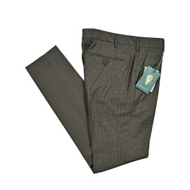 【半額以下】 ベルウィッチ BERWICH MORELLO モレロ スラックス ノータック パンツ ストレッチ 秋冬 メンズ ヴァージンウール 千鳥格子 チェック ブラウン イタリア ブランド MADE IN ITALY