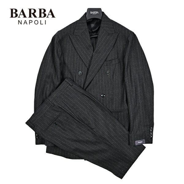 【スーパーSALE】【P20倍】  バルバ BARBA  SUIT SDP  テーラードスーツ 6Bダブルブレスト ピークドラペル 秋冬 メンズ  ヴァージンウール フランネル ストライプ グレー  イタリア ナポリ ブランド MADE IN ITALY