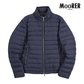 【SALE】【半額以下】 ムーレー MOORER ALEC-LSN アレック ダウンボンバージャケット スタンドカラーブルゾン 秋冬 春 3シーズン メンズ ライトアウター リネン 100% ネイビー イタリア ブランド MADE IN ITALY