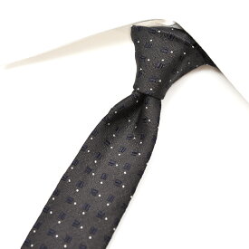 【クリアランス】【半額以下】 ドルチェ＆ガッバーナ DOLCE & GABBANA ネクタイ ナロータイ メンズ シルク 100% 小紋柄 ダークグレー イタリア ブランド MADE IN ITALY ビジネス ギフト プレゼント ラッピング無料