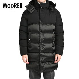 【新春初売り】【40％OFF】 ムーレー MOORER 【2025-26年 秋冬新作】YURAN-SHK ダウンコート フーディー ダウンジャケット 秋冬 メンズ アウター ACQUA RESISTANT 撥水透湿 ナイロン 100% ブラック イタリア ブランド MADE IN ITALY