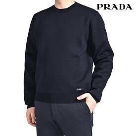 【P10倍】 プラダ PRADA 【2026年 春夏新作】 GIROCOLLO ニットセーター クルーネック ミドルゲージ 長袖 春夏 秋 3シーズン メンズ ヴァージンウール ポリエステル ネイビー イタリア ブランド MADE IN ITALY