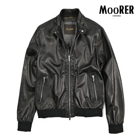【クーポンで半額】 ムーレー MOORER ALBERTI-PE レザージャケット シングルライダース ジップアップブルゾン 春夏 秋 3シーズン メンズ アウター レザー 100% ブラック イタリア ブランド MADE IN ITALY