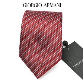 【SALE】【P20倍】 ジョルジオ アルマーニ GIORGIO ARMANI ネクタイ オールシーズン メンズ シルク 100％ レジメンタル レッド イタリア ブランド HAND MADE IN ITALY ビジネス ギフト