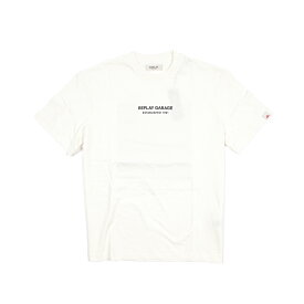 【半額以下】【70％OFF】 リプレイ REPLAY ロゴ Tシャツ カットソー 半袖 クルーネック 春夏 メンズ RELAX FIT リラックスフィット コットン 100% ロゴ ホワイト イタリア ブランド