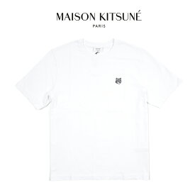 【SUMMER SALE】 メゾンキツネ MAISON KITSUNE 【2026年 春夏新作】 フォックスヘッド ジャージーTシャツ クルーネック コンフォートフィット カットソー 半袖 春夏 メンズ オーガニックコットン 100% 刺繍パッチ ホワイト フランス パリ ブランド