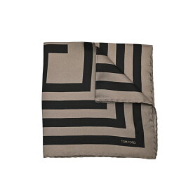 トムフォード TOM FORD ポケットチーフ メンズ シルク 100% 幾何柄 ブラウン イタリア ブランド MADE IN ITALY フォーマル パーティー 結婚式 ギフト プレゼント