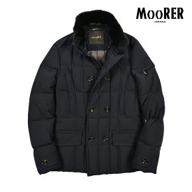 【SALE】 ムーレー MOORER SIRO-KN ACQUA RESISTANT 撥水透湿 ダウンジャケット スタンドカラー ダブルブレスト 秋冬 メンズ アウター ストレッチマットナイロン ネイビー イタリア ブランド MADE IN ITALY