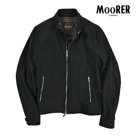 【クーポンで半額】 ムーレー MOORER VANGI-KN シングルライダースジャケット ジップアップブルゾン 春夏 秋 3シーズン メンズ ライトアウター ACQUA RESISTANT 撥水透湿 2軸方向ストレッチナイロン ブラック イタリア ブランド MADE IN ITALY
