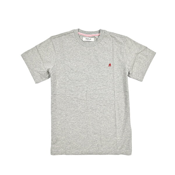 【SALE】【半額以下】【70％OFF】  リプレイ REPLAY  Tシャツ カットソー 半袖 クルーネック 春夏 メンズ  コットン 100% ワンポイントロゴ グレー  イタリア ブランド
