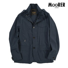 【SALE】【40％OFF】 ムーレー MOORER PORTO-WFC サファリジャケット スタンドカラーブルゾン M-65 春夏 秋 3シーズン メンズ ライトアウター コットン リネン ネイビー イタリア ブランド MADE IN ITALY