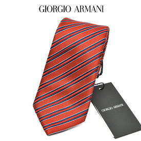 【SALE】【P20倍】 ジョルジオ アルマーニ GIORGIO ARMANI ネクタイ オールシーズン メンズ シルク コットン レジメンタル レッド イタリア ブランド MADE IN ITALY ビジネス ギフト プレゼント ラッピング無料