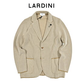 【P10倍】 ラルディーニ LARDINI 【2025年 春夏新作】 ピケステッチ ニットジャケット 2Bシングル 春夏 メンズ コットン 100% 鹿の子編み ベージュ イタリア ブランド MADE IN ITALY ブートニエール