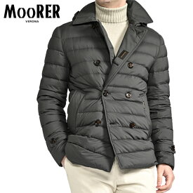 【スーパーSALE】 ムーレー MOORER FRED-CAP-S3 ACQUA RESISTANT 撥水透湿 ライトダウンジャケット ダブルブレスト 秋冬 春 3シーズン メンズ アウター ナイロン グレー イタリア ブランド MADE IN ITALY