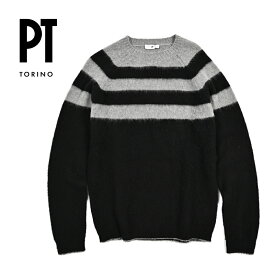 【秋冬先行セール】 ピーティートリノ PT TORINO カシミヤ混 ニットセーター クルーネック ミドルゲージ 長袖 秋冬 メンズ ヴァージンウール カシミヤ ブラック グレー イタリア ブランド PT01 MADE IN ITALY