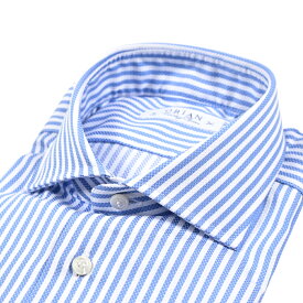 【クリアランス】【半額以下】 オリアン ORIAN 【2025-26年 秋冬新作】 Vintage Classic ヴィンテージ クラシック ドレスシャツ ホリゾンタルカラー 長袖 メンズ コットン 100% ストライプ ライトブルー イタリア ブランド