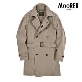 【春夏先行セール】【半額以下】 ムーレー MOORER MELFI-WM トレンチコート スプリングコート ダブルブレスト 春夏 メンズ ライトアウター 撥水 高機能コットン ポリエステル グレージュ イタリア ブランド MADE IN ITALY