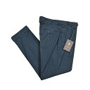 【クリアランス】【半額以下】 ベルウィッチ BERWICH BARBER 2P バーバー コットンスラックス ツータック 2プリーツ パンツ 春夏 メンズ コットンストレッチ ガーメントダイ ネイビー イタリア ブランド MADE IN ITALY