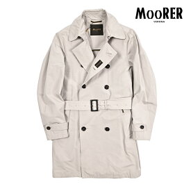 【春夏先行セール】【半額以下】 ムーレー MOORER MELFI-WM トレンチコート スプリングコート ダブルブレスト 春夏 メンズ ライトアウター 撥水 高機能コットン ポリエステル オフホワイト イタリア ブランド MADE IN ITALY