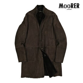 【SALE】 ムーレー MOORER CARBONI-ME スエード チェスターコート 秋冬 メンズ アウター レザー 100% ダークブラウン イタリア ブランド MADE IN ITALY