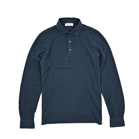 【半額以下】 グランサッソ GRAN SASSO 【2025年 春夏新作】 長袖 鹿の子ポロシャツ 春夏 秋 3シーズン メンズ 台襟ポロ カノコ ピケ ナチュラルストレッチ コットン 100% ガーメントダイ ネイビー MADE IN ITALY