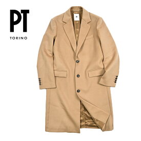 【秋冬先行セール】 ピーティートリノ PT TORINO カシミヤ混 チェスターコート 3Bシングル 秋冬 メンズ アウター ヴァージンウール カシミヤ ベージュ イタリア ブランド PT01 MADE IN ITALY