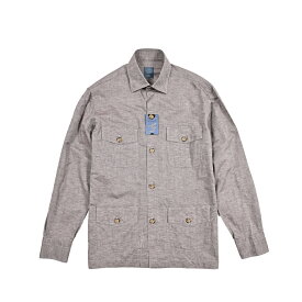 【SALE】【半額以下】 バルバ BARBA 【2026年 春夏新作】 The Vintage Shirt Dandylife 麻混 カジュアルシャツ シャツジャケット レギュラーカラー 長袖 メンズ コットン リネン ブラウン イタリア ブランド MADE IN ITALY
