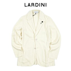 【サマーSALE】 ラルディーニ LARDINI 【2025年 春夏新作】 プレーンステッチ ニットジャケット 2Bシングル 春夏 メンズ コットン 100% ハイゲージ 天竺編み ホワイト イタリア ブランド MADE IN ITALY ブートニエール