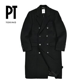 【秋冬先行セール】 ピーティートリノ PT TORINO カシミヤ混 チェスターコート 8Bダブルブレスト 秋冬 メンズ アウター ヴァージンウール カシミヤ ブラック イタリア ブランド PT01 MADE IN ITALY