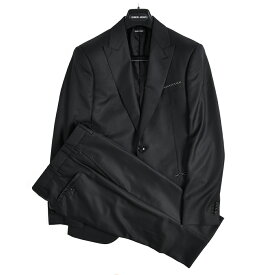 【SALE】 ジョルジオ アルマーニ GIORGIO ARMANI WALL STREET 2Bシングル テーラード スーツ メンズ ウール カシミヤ ブラック イタリア ブランド MADE IN ITALY フォーマル ビジネス パーティー